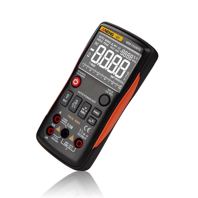 Transemion ANENG Q1 Digital Display Multimeter Backlight Tester Meter Portable Electronic Battery Operated Detector with Bracket Orange