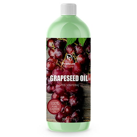 Grapeseed Oil Natural Carrier Oil - 32 oz Light & Silky Moisturizer Rich In Omega Fatty Acids Prevents Premature Aging Suits All Skin Types - for Skin Hair & Nails Premium Nature