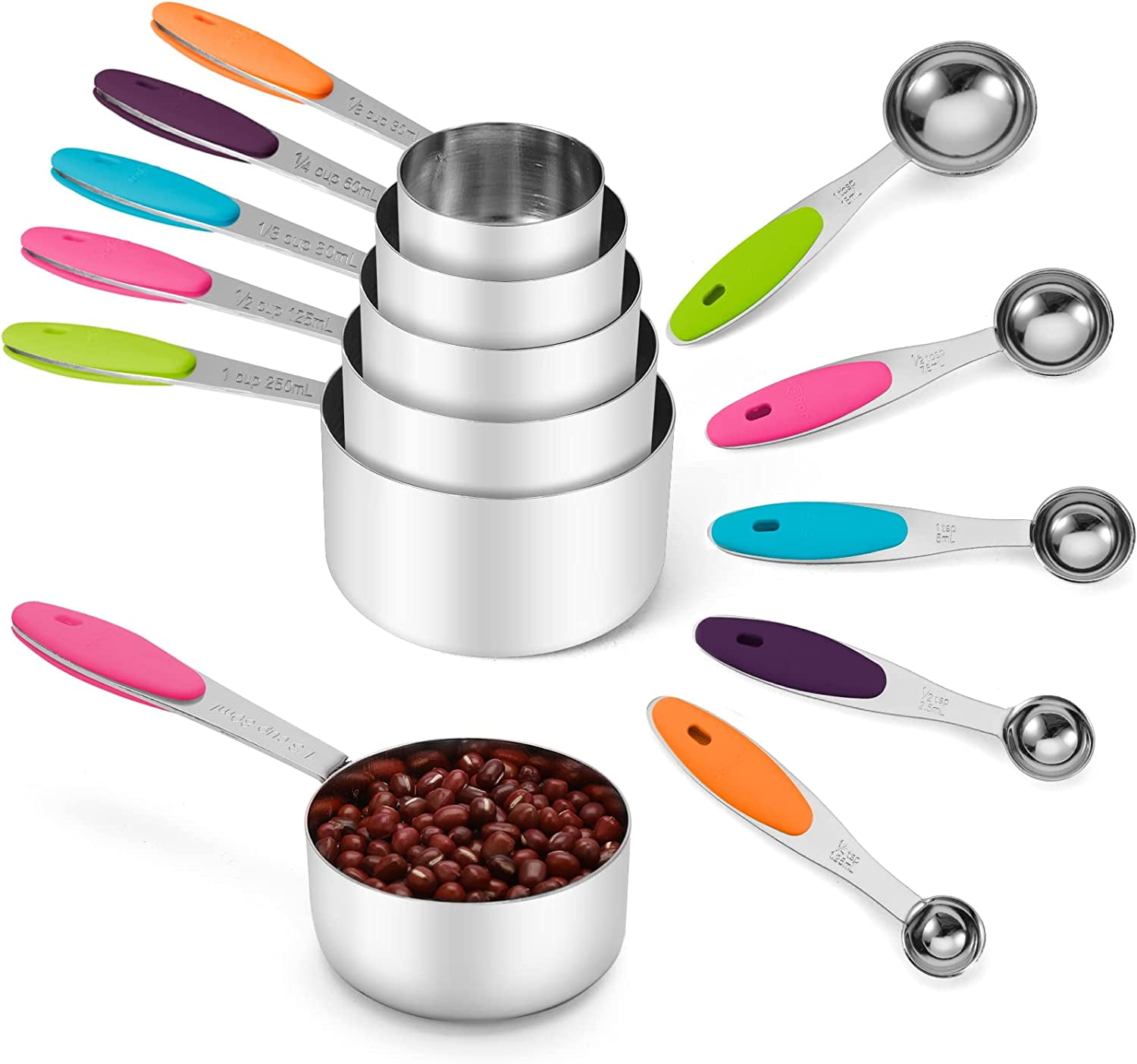 Pazash measuring cups and Measuring spoons set, Nesting Food