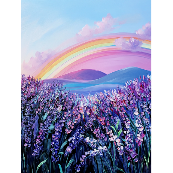 Lavender Rainbow Landscape Canvas Wall Art， Perfect for Living Room， Bedroom， Office， Bathroom， and Dining Room Decoration.