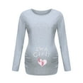 thumbnail image 2 of T-shirt de Maternité pour Femmes à Ourlet Irrégulier Imprimé, Décontracté, Manches Longues, Col Rond, Basique, T-Shirt d'Allaitement, 2 of 4