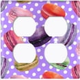 thumbnail image 3 of Metal Light Switch Plate Cover Colorful Macaron Dessert Purple Polka Dots CAK028, 3 of 13