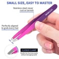 thumbnail image 6 of MORGLES 6Pcs Stainless Steel Tweezers Set for Eyebrow Shaping & Ingrown Hair - Curved Scissors, Brow Brush & Leather Case, Pink-Purple Grad, 6 of 7