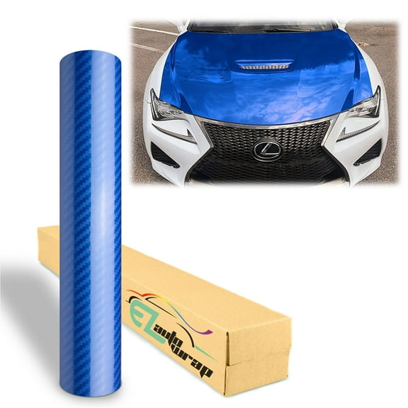 5D Carbon Fiber Sky Blue High Gloss Car Vinyl Wrap Sticker Decal Film Sheet Air Release