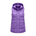 thumbnail image 5 of Ywyfzly Women's Long Puffer Vest Hooded Zip Up Sleeveless Padded Gilet with Pockets Solid Color Fall Winter Outerwear Purple XL, 5 of 9