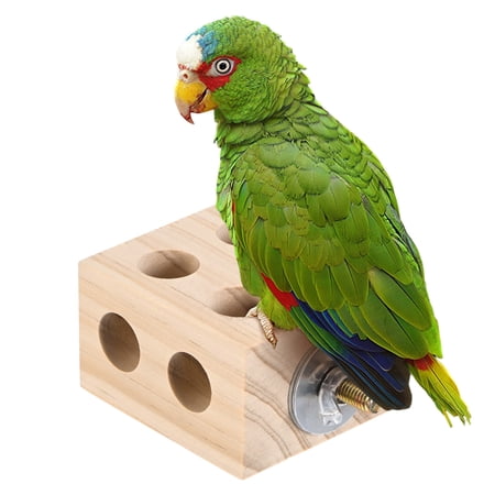 Uxcell Bird Chew Play Thing, 1.22x2.2x2.36 in Pine Wood Parrot Bird Perch Stand Teeth Chew Bite Games for Parrots/Cockatiels/Parakeets