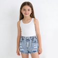thumbnail image 4 of LIJCC Girls Washed Ripped Denim Shorts Button Front Zipper Summer Jeans Shorts Casual Fashionable Denim Shorts, 4 of 8