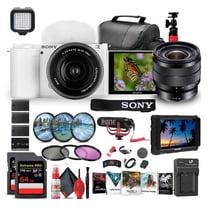 Sony ZV-E10 Mirrorless Camera with 16-50mm II Lens, White and E 10-18mm Lens Creator Kit (International Model)