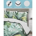 thumbnail image 4 of Tropical Plants King Size Down Alternative Comforter, Lightweight Comforter Quilt Bedding Set with Pillow Shams Country Summer Green Palm Leaves All Seasons Bed Comforter Duvet Insert 96"x106", 4 of 7