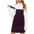thumbnail image 4 of Lovskoo Women's Cute Corduroy Overall Bib Dress Pinafore Buckle Suspender Skirt Jumper Dress with Pockets Purple S, 4 of 7