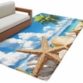 thumbnail image 2 of Rectangle Rug 4x6ft Area Rug, Summer Beach Starfish Shell Area Rugs for Living Room Bedroom, Palm Tree Tropical Leaves Floor Mat Non-Slip Non-Shedding Carpet Indoor Accent Rugs, 2 of 9