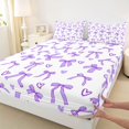 thumbnail image 4 of Manfei Purple Heart Print King Sheets,Coquette Bowtie Bedding,4 Pieces,1 Flat Sheet,1 Fitted Sheet and 2 Pillowcases, 4 of 6