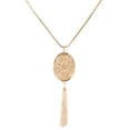 thumbnail image 4 of Collar de mujer Jumpingount estilo simple elegante con borlas colgantes dorado ovalado, 4 of 6