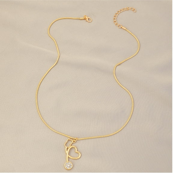 Goldtone Crystal Stethoscope Necklace