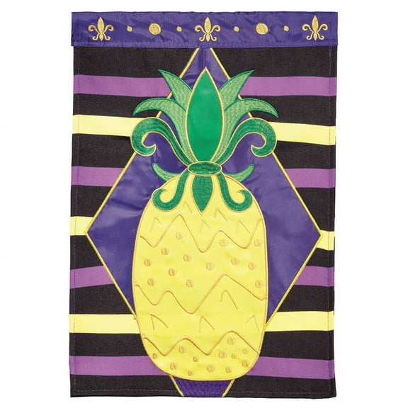 Magnolia Gardens M011380 13 x 18 in. Double Applique Pineapple FLD Polyester & Print Garden Flag