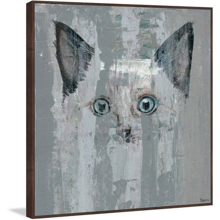 Blue-Eyed Cat Floater Framed Painting Print on Canvas
