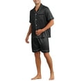 thumbnail image 4 of Conjunto de Pijamas de Satén INSPIRE CHIC para Hombre, Pijama de Manga Corta, Ropa de Casa de Dos Piezas con Bolsillos, Pijamas Suaves para la Noche, Negro, 4 of 6
