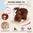 thumbnail image 6 of DIPU-Home Horse Ride-On Rocking with Lullaby Song, Hand Puppets, Safety Belt, Plush Rocking Horse for Ages 1-3, Interactive Kids Rocker, Brown, 6 of 7