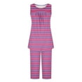 thumbnail image 4 of QNANSPI Womens Pajama Sets, Cotton Sleepwear for Women, Women's Casual Printed Pajamas Sleeveless Crew Neck Top and Elastic Waist Capri Pants Soft 2 Piece Lightweight Daily Home Loungewear, 4 of 6