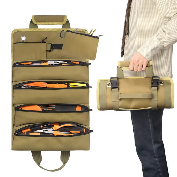 Multi-Purpose Oxford Cloth Tool Bag In Durable khaki For Woodworking And Repair