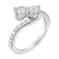 thumbnail image 3 of 10K White Gold 1ct. TDW Two-Stone Diamond Bypass Ring (H-I,I1-I2), 3 of 8
