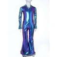 thumbnail image 7 of Ocealan Boys Vintage 70s Disco Jumpsuit Shiny Metallic Long Sleeve Zip Up Bell Bottom Dancewear Blue 10, 7 of 7
