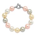 thumbnail image 3 of Majestik  Sterling Silver Rhodium-plated 12-13mm Multi-Color Imitation Shell Pearl Hand-knotted Bracelet, 3 of 3