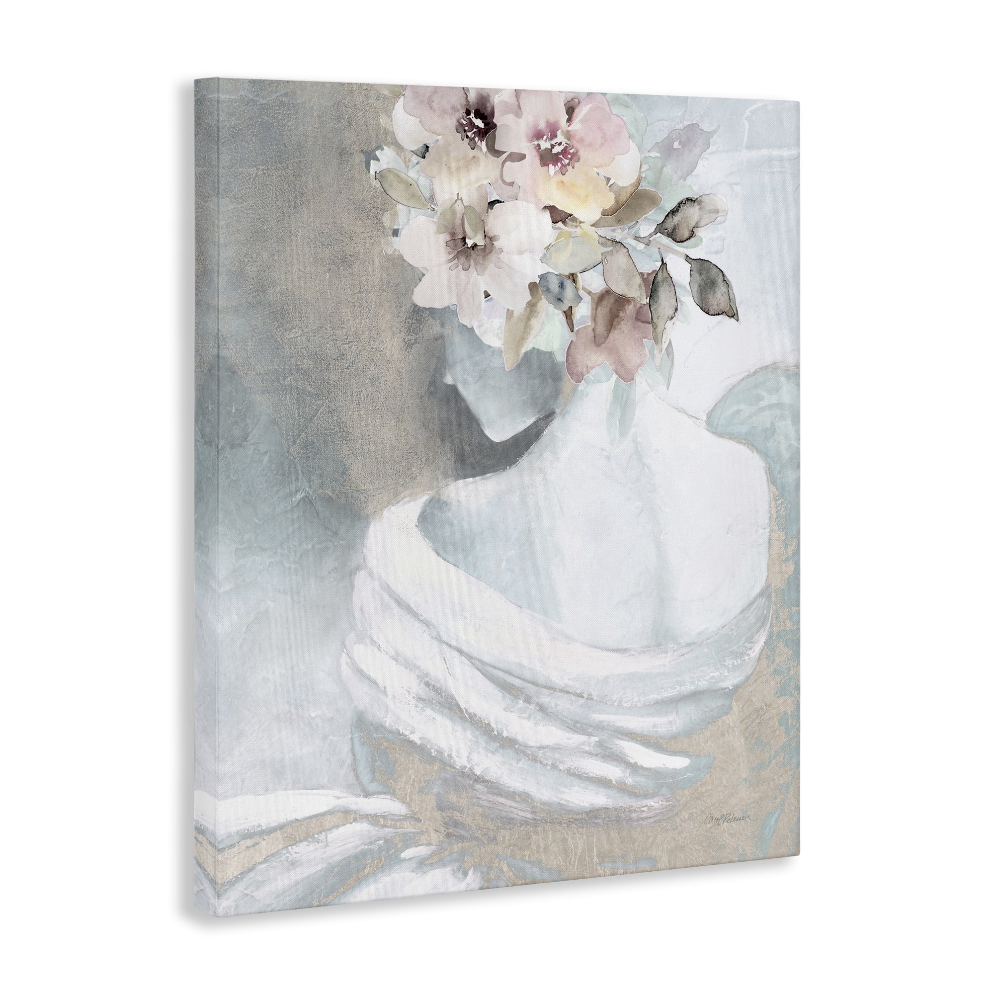 Stupell Industries Woman & Florals Visage Novelty Painting Gallery Wrapped Canvas Art Print Wall Art, 16 x 20