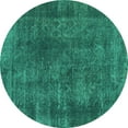 thumbnail image 1 of Ahgly Company Machine Washable Indoor Round Abstract Turquoise Blue Modern Area Rugs, 4' Round, 1 of 4