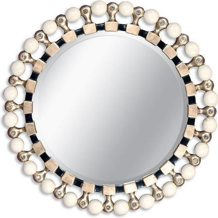 Wall Mirror Alden Parkes Small Swarovski Crystal Hand Carved Round Designer