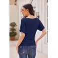 thumbnail image 5 of Weardear Womens Ruched Tops Dolman Short Sleeve Shirts Casual T Shirts Boat Neck Summer Off Shoulder Batwing Tops, 5 of 6