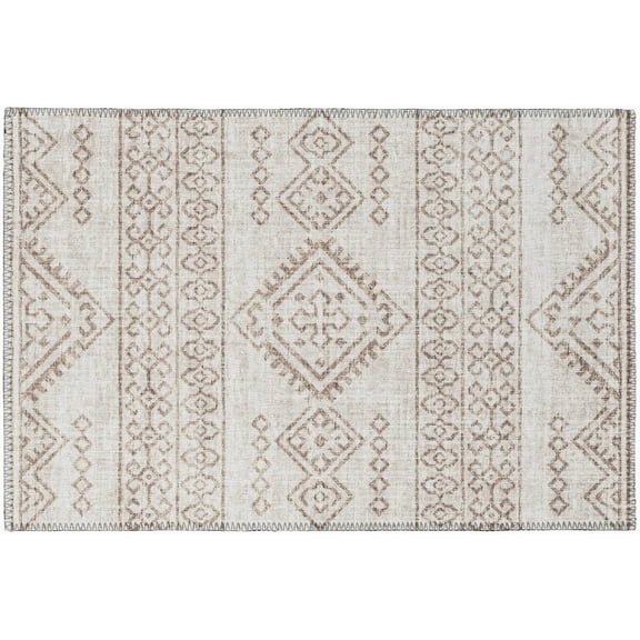 Addison Rugs Indoor/ Outdoor Yuma Boho Washable Rug 1'8" x 2'6" - Taupe