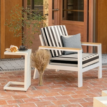 Outdoor Seat Cushion Set Deep Seating Patio Cushion Set Thick Cushions 25.6"x25.6"x5”,Black Stripes