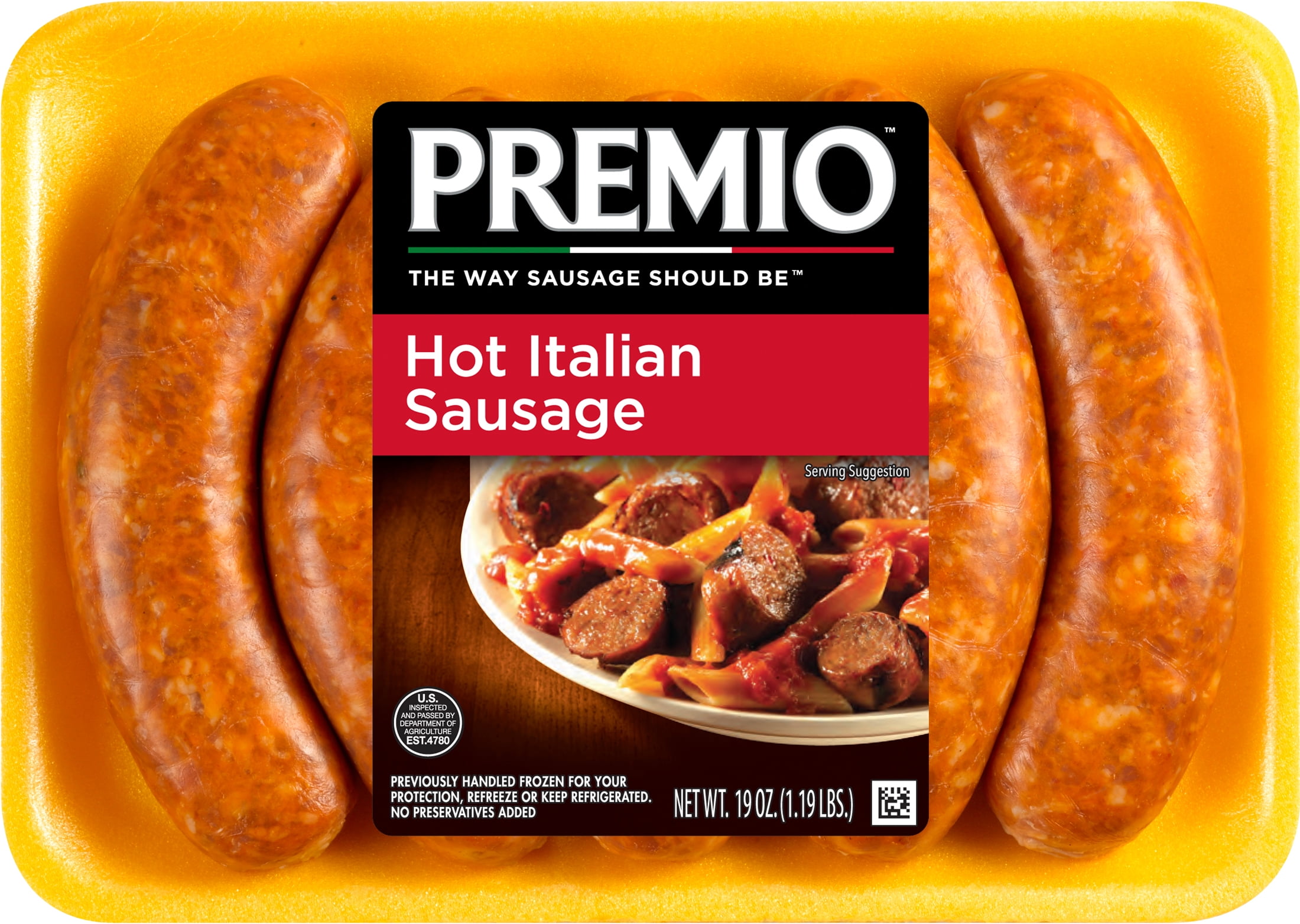 Premio Foods Hot Italian Pork Sausage Links, 19 oz, 5 Count (Fresh