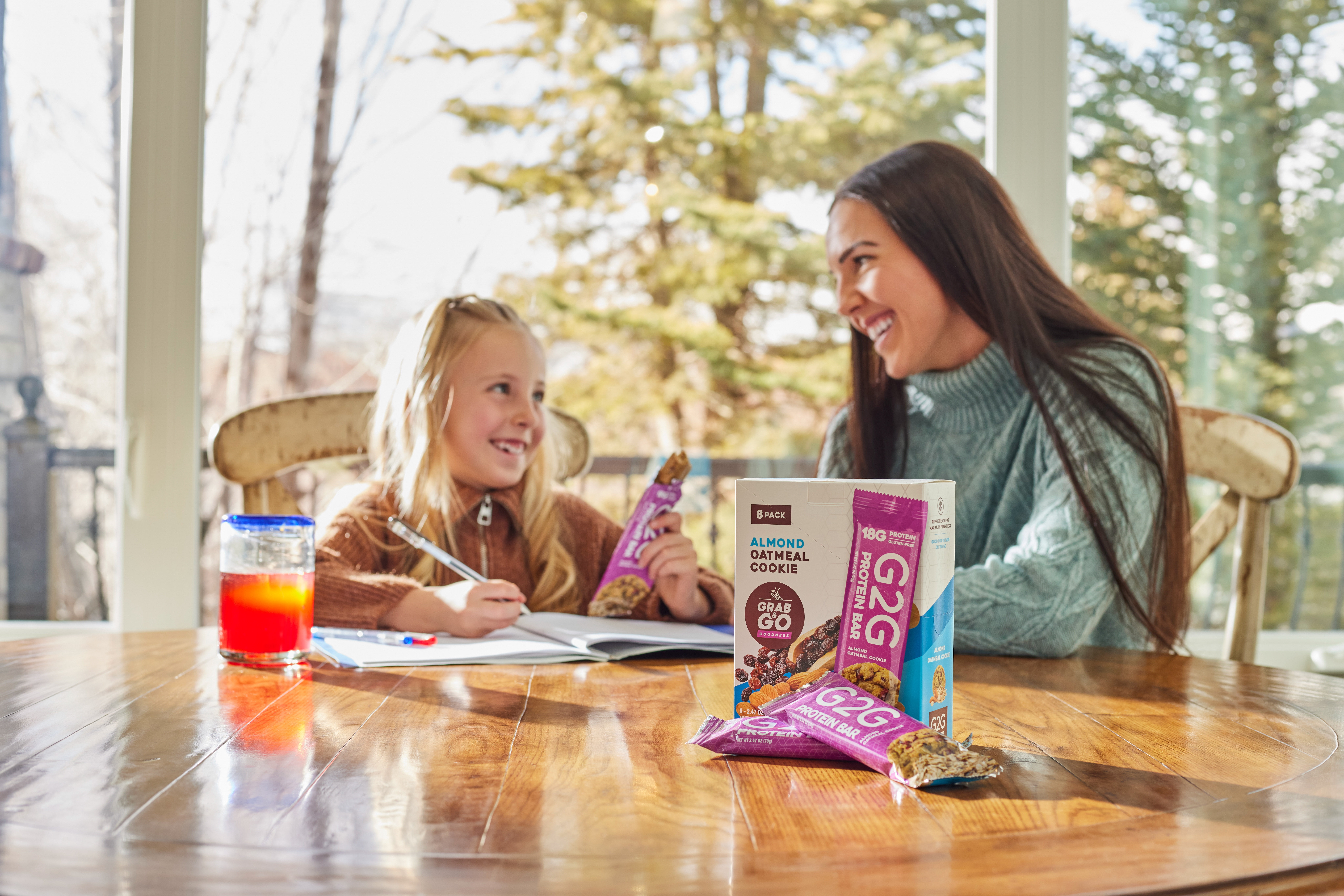 G2G Protein Bar, Almond Oatmeal Cookie, Gluten-Free, Clean Ingredients, Refrigerated for Freshness, 16 Bars (2 Packs of 8)