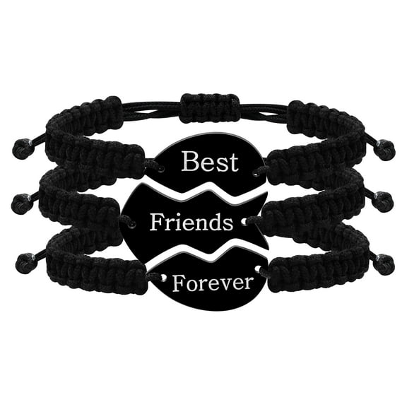 Uloveido Best Friends Forever Bracelet in Stainless Steel, 3 Piece