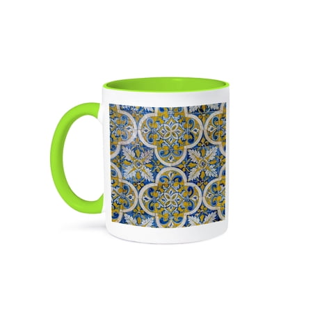 3drose, Decoratice Tiles in a Church. Elvas, Alentejo, Portugal, 11oz Two-tone Green Mug