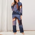 thumbnail image 2 of Fotbe Winter Fire Dragon Conjunto de Pijama de Manga Larga para Mujer con Estampado, Ropa de Dormir de 2 Piezas, Conjunto de Casa Suave y Cómodo con Bolsillos-Small, 2 of 7
