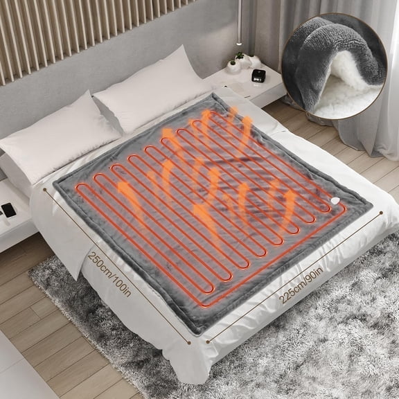 Heated Blanket Electric King Size 90"X100",Electric Blanket with 6 Heat Settings & 1-10 Hours Time Settings Auto-Off,Machine Washable Heating Blanket for Home and Office (Gray)