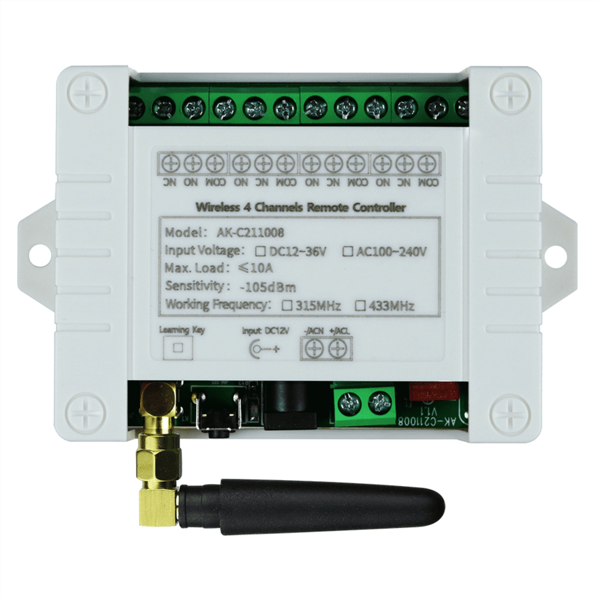 DC12V 24V 36V 4CH Wireless Remote Control LED Light Switch Relay Output Radio Waterproof Transmitter 433MHz Receiver