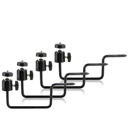 Adjustable Tree Stand Camera Mount with 1/4 Inch Screw 6.61×2.95×0.39 Inches Heavy Duty Iron Bracket for Trail Cameras Outdoor Hunting Gear Black(4 pieces)