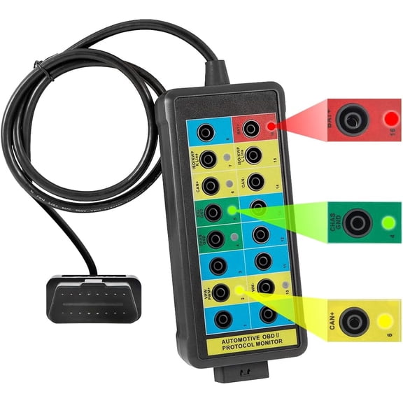 CMTOOL OBD2 Breakout Box,16‑Pin OBD Breakout Box with LED Indicator for Automotive Electrical Diagnostic Test
