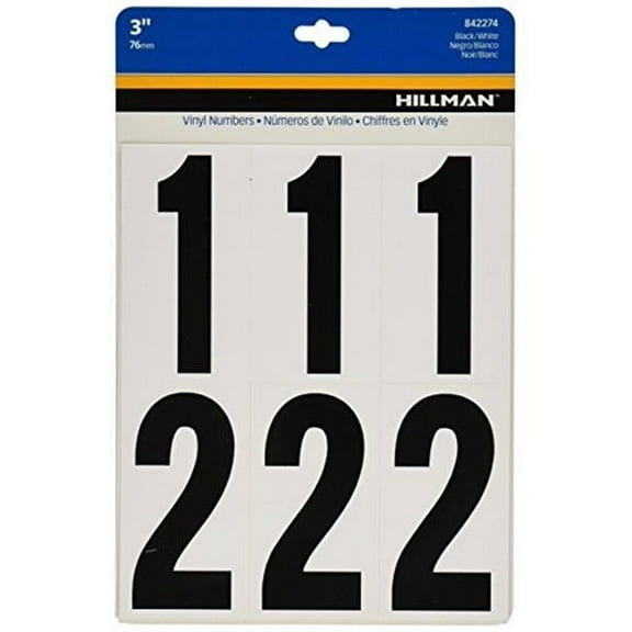 Hillman Fasteners 842274 3 in. Number Set Vinyl, Black & White - 27 Piece