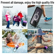 Waterproof Case for iPhone 14 Pro Max Magnetic Compatible with Wireless Charging Shockproof Protective Cover with Screen Protector (6.7 Black)