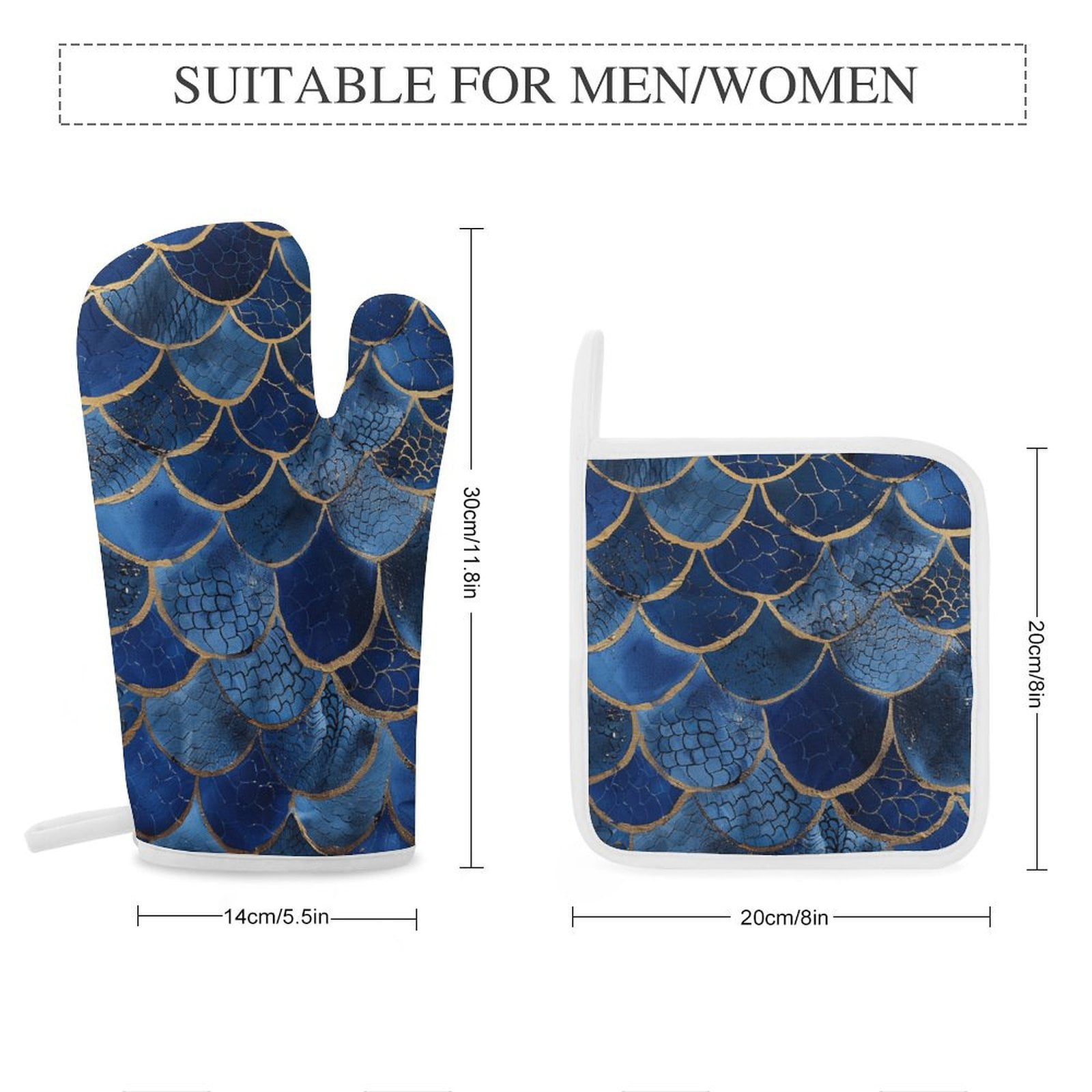 Ocean Cute Mermaid Oven Mitts And Pot Holders Sets of 4 Oven Gloves Set Potholders for Kitchen Cooking Baking Grilling Anti Scald Hot Pads And Heat Resistant