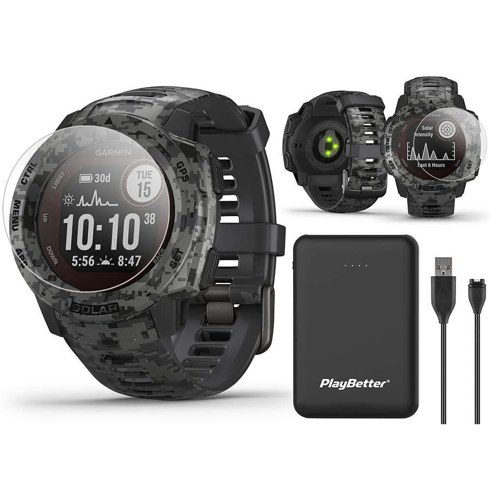 Garmin Instinct Solar Camo (Graphite Camo) GPS Outdoor Smartwatch Power