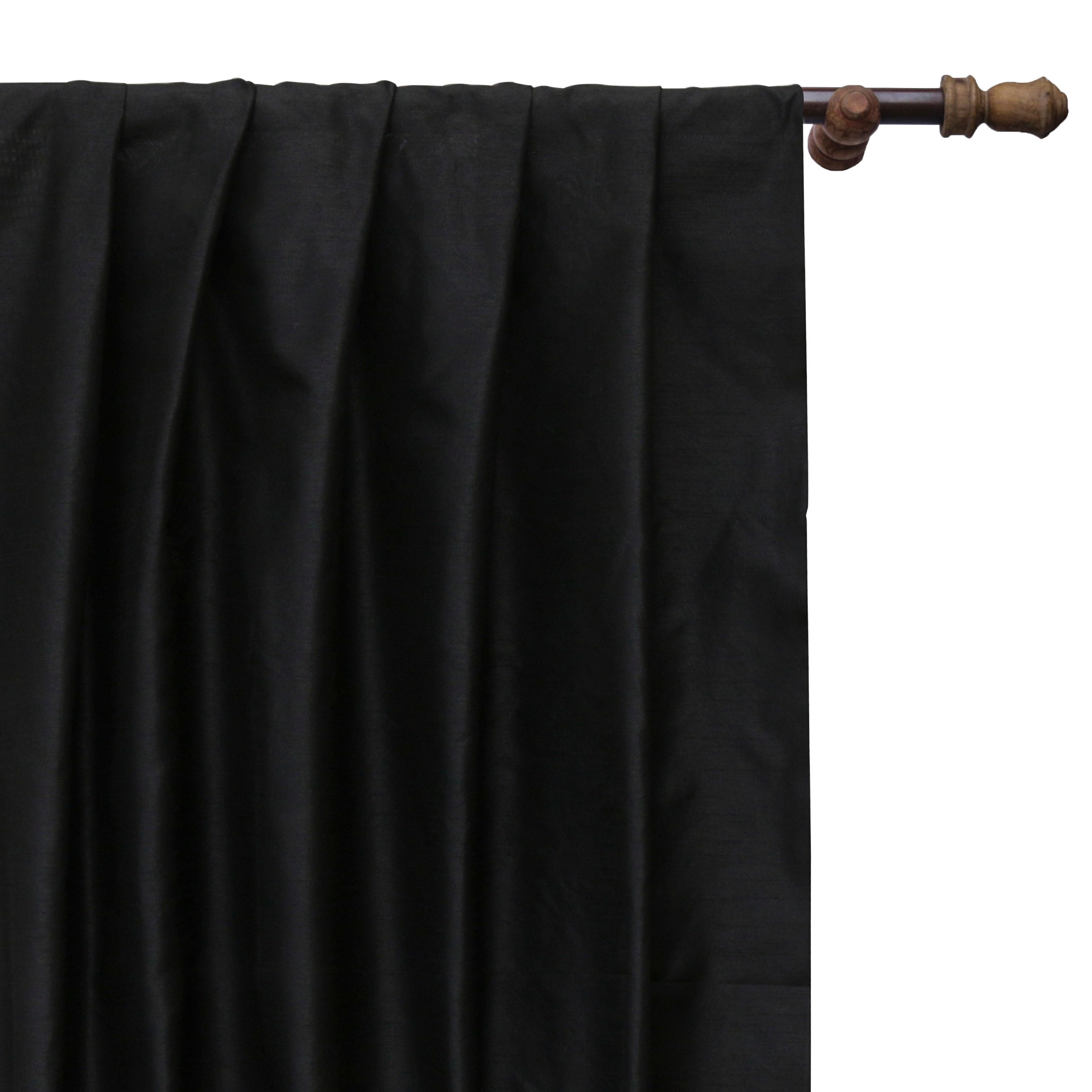 Fabric Mart Direct Black Faux Silk Fabric By The Yard, 42 inches or 107 cm width, 5 Continuous Yards Black Silk Fabric, Slubbed Faux Silk, Bridal Dress Silk Fabric, Wholesale Art Silk Fabric