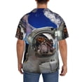 thumbnail image 3 of Yiaed Astronaut in Outer Space Print Mens Casual Wrinkle Free Shirts Short Sleeve Button Down Summer Stretch Dress Shirt-XX-Large, 3 of 5