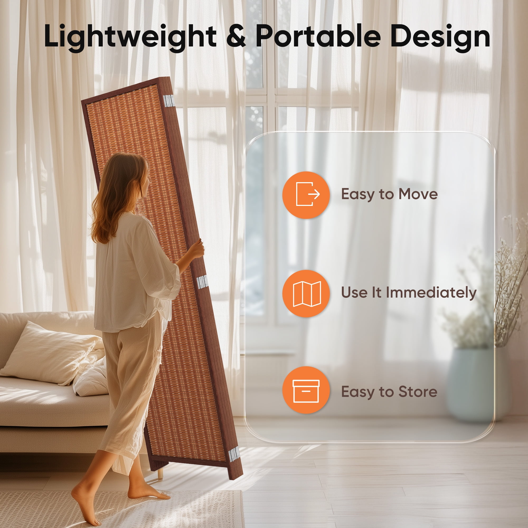 Jostyle 4/6 Panel Room Divider Privacy Screen with Storage Shelves Foldable