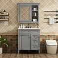 thumbnail image 3 of Miekor 30'' Bathroom Vanity with Top Sink, Modern Bathroom Storage Cabinet with 2 Drawers and a Tip-out Drawer, Freestanding Vanity Set with Mirror Cabinet, Single Sink Bathroom Vanity W5U6AAE, 3 of 9